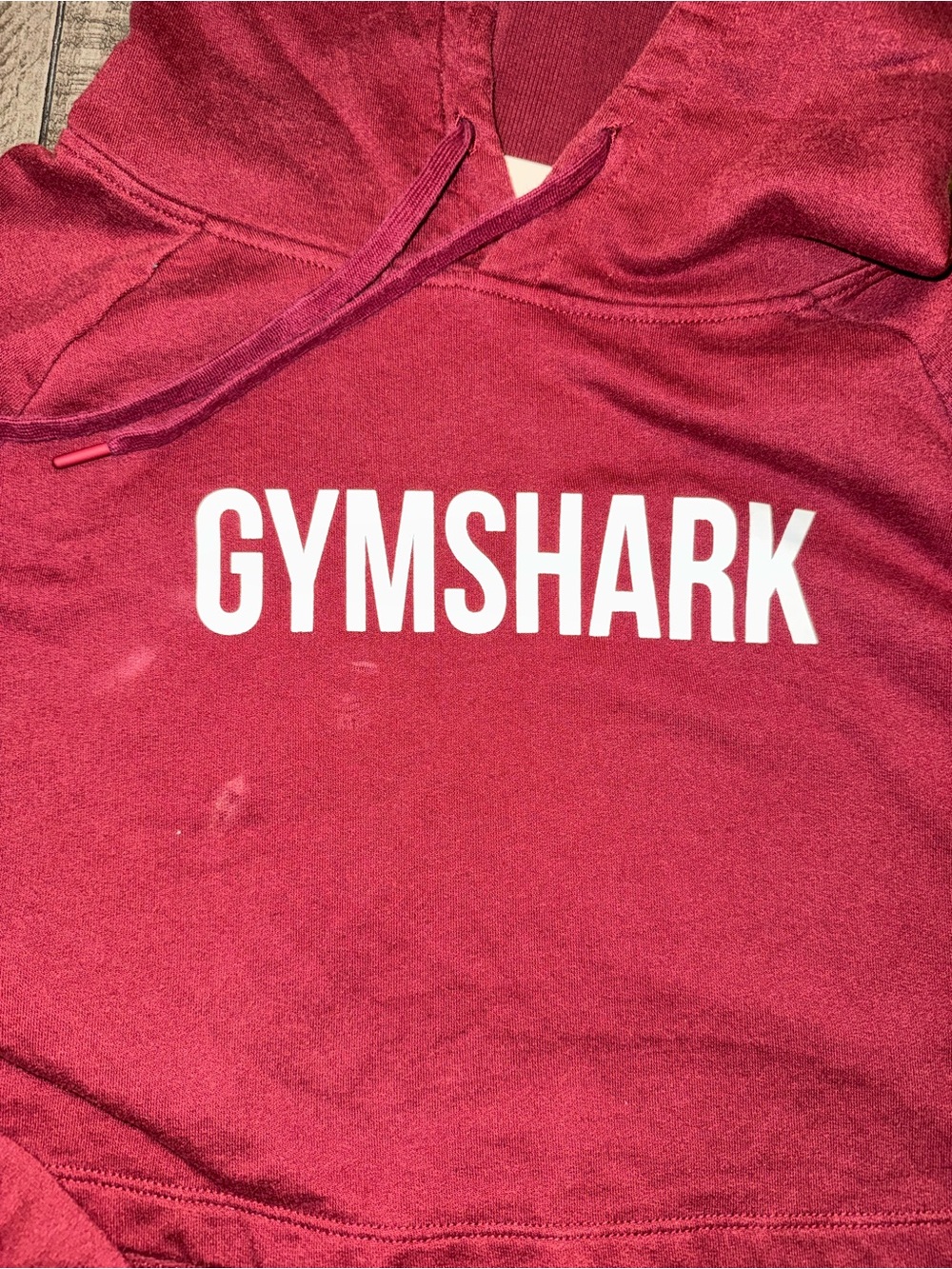 Gymshark Burgundy Cropped Hoodie with White Logo - Picture 2 of 5